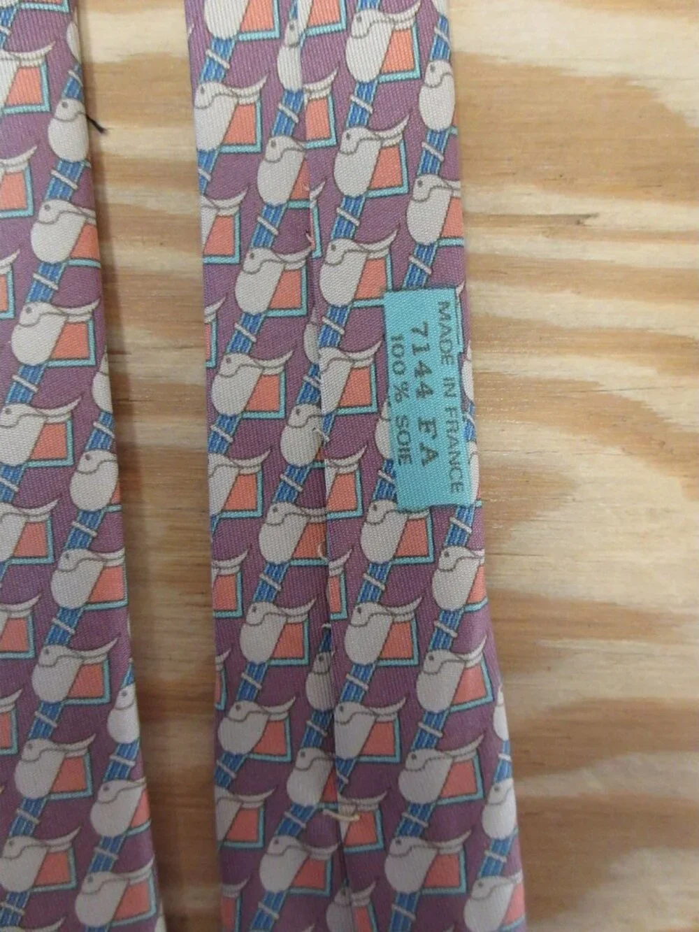 VINTAGE Hermes Neck Tie Silk Equestrian Woven Made in France 7144 FA